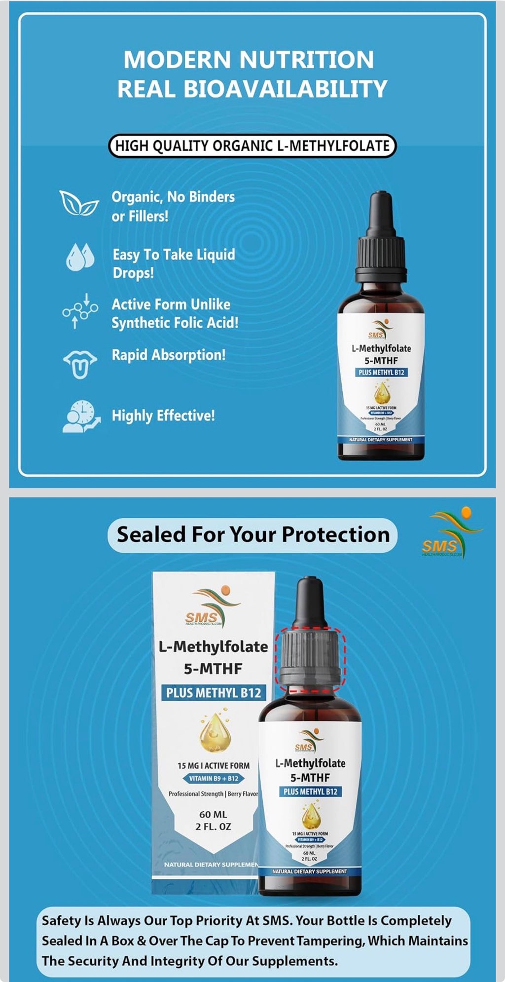 SMS  L Methyl Folate 15Mg plus Methyl B12 Cofactor – Organic, Berry Flavour