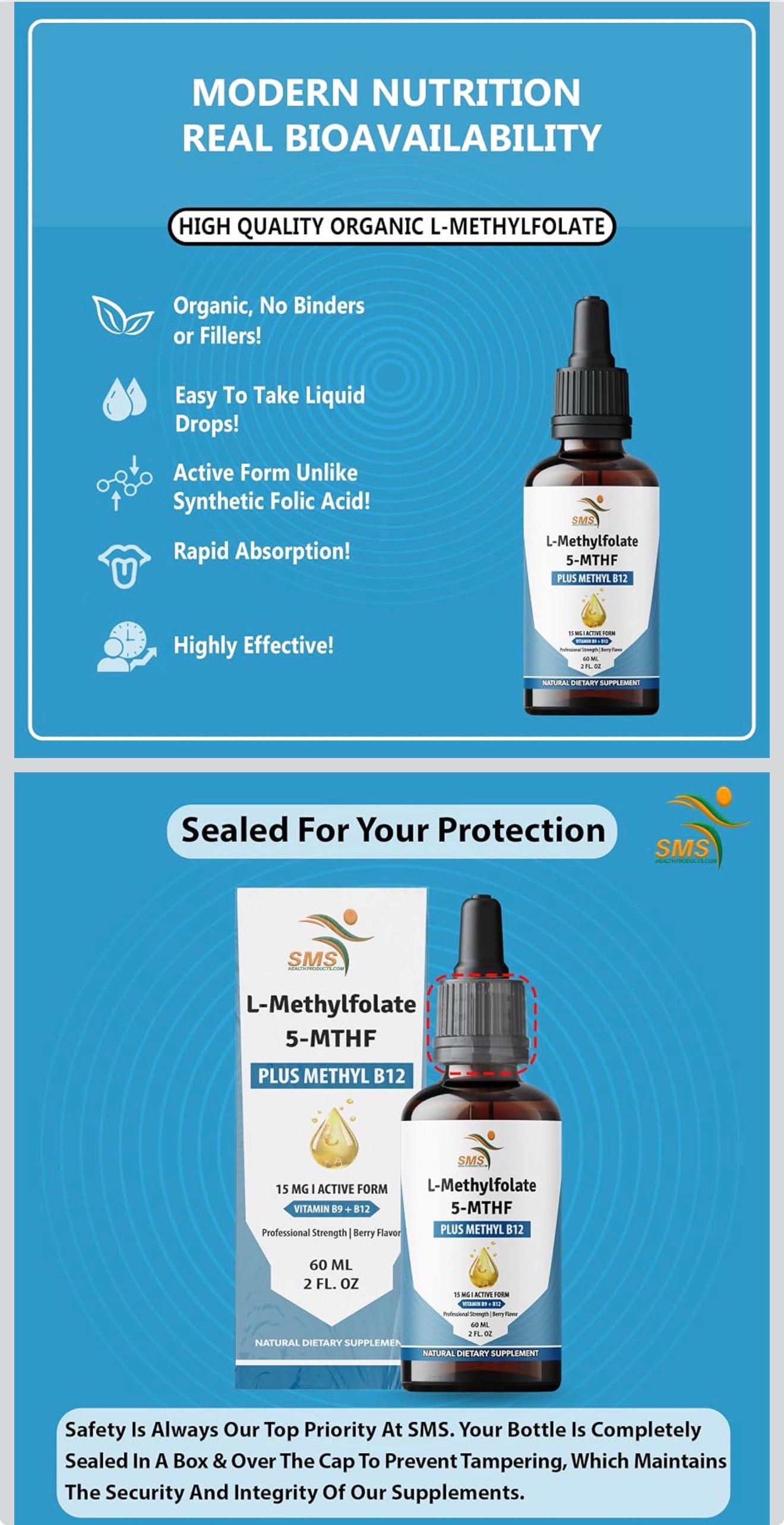SMS  L Methyl Folate 15Mg plus Methyl B12 Cofactor – Organic, Berry Flavour